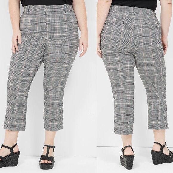 Lane Bryant Slim Capri 4-Season Pant black glen plaid stretch crop trousers 22 - Picture 1 of 12